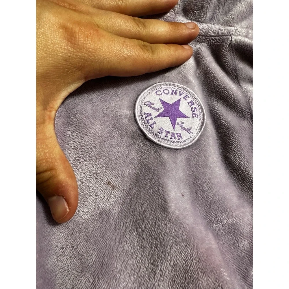 Converse Girls Lavender Velour Full Zip Track Jacket Ruched Sleeve Large 12-13Y
